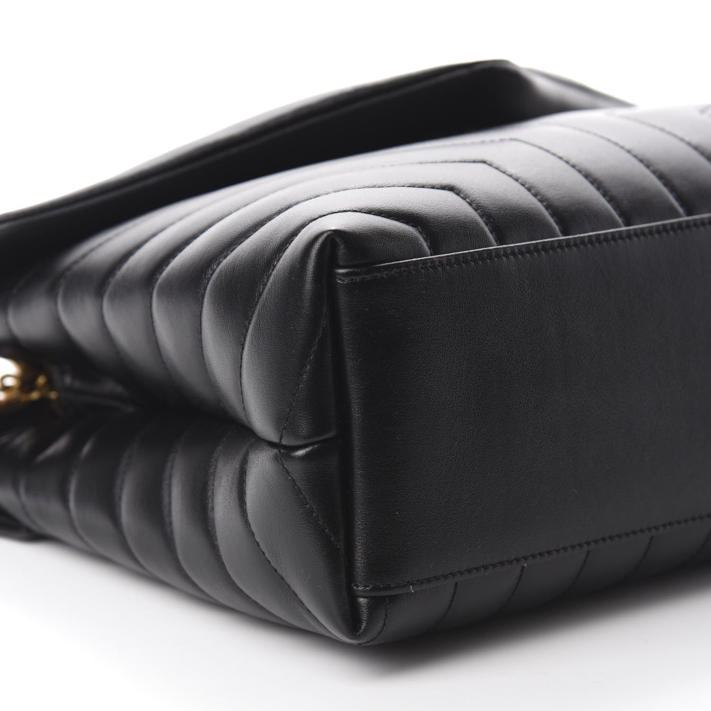 Calfskin Y Quilted Monogram Medium Loulou Chain Satchel Black