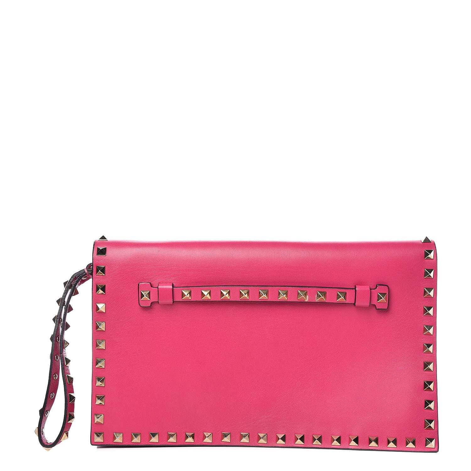 Valentino Garavani Nappa Rockstud Wristlet Clutch Pop Fuxia 1 of 11
