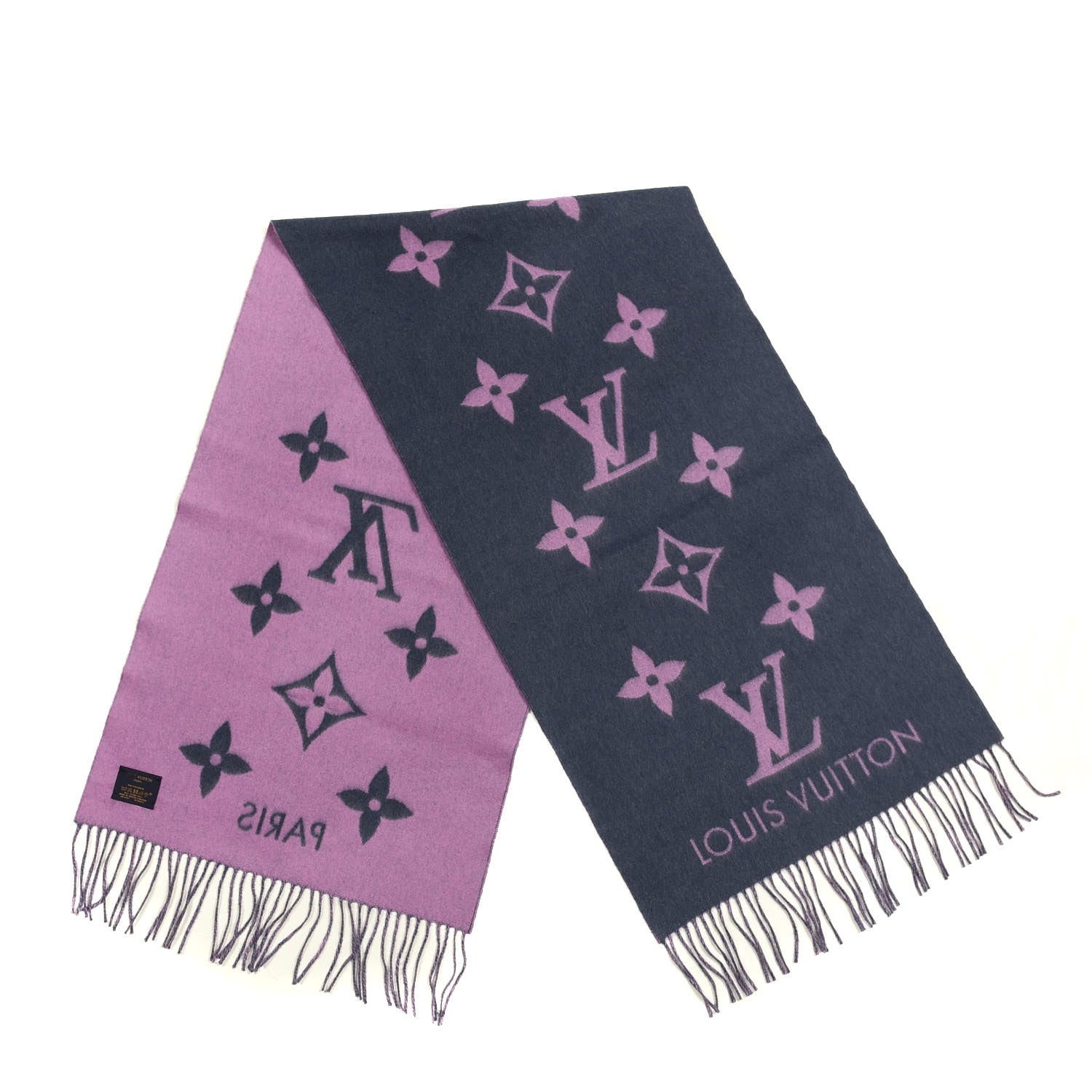 Louis Vuitton Cashmere Monogram Reykjavik Scarf Purple Pink 2 of 3