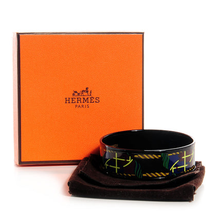 Hermes Enamel Printed Quadridge Wide Bracelet 62 Black 6 of 6