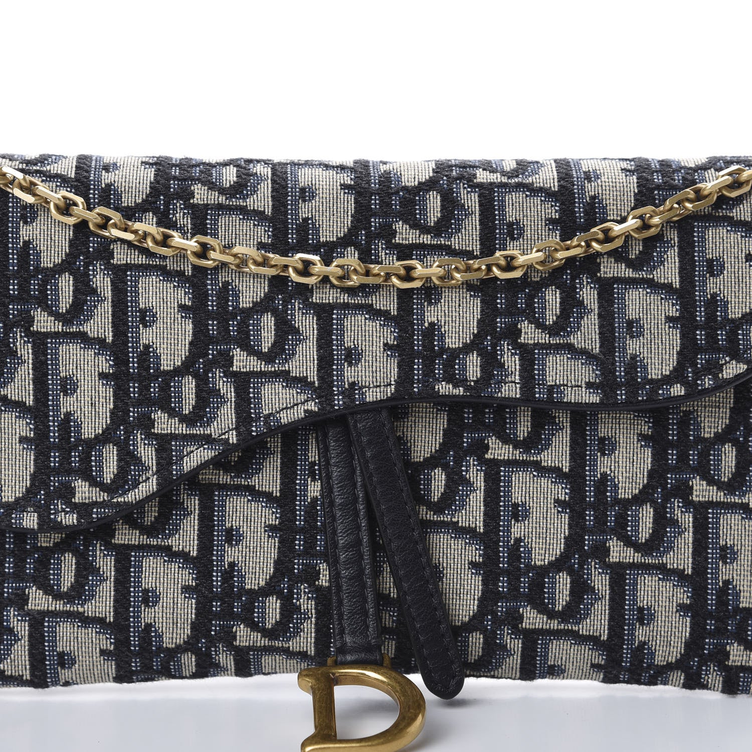 Christian Dior Oblique Saddle Chain Long Wallet Blue 10 of 11