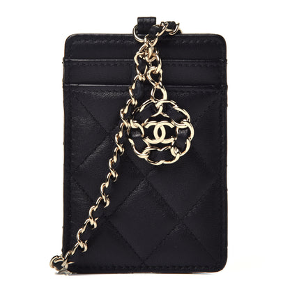 Chanel Lambskin Quilted Card Holder On Chain Black 1 of 6