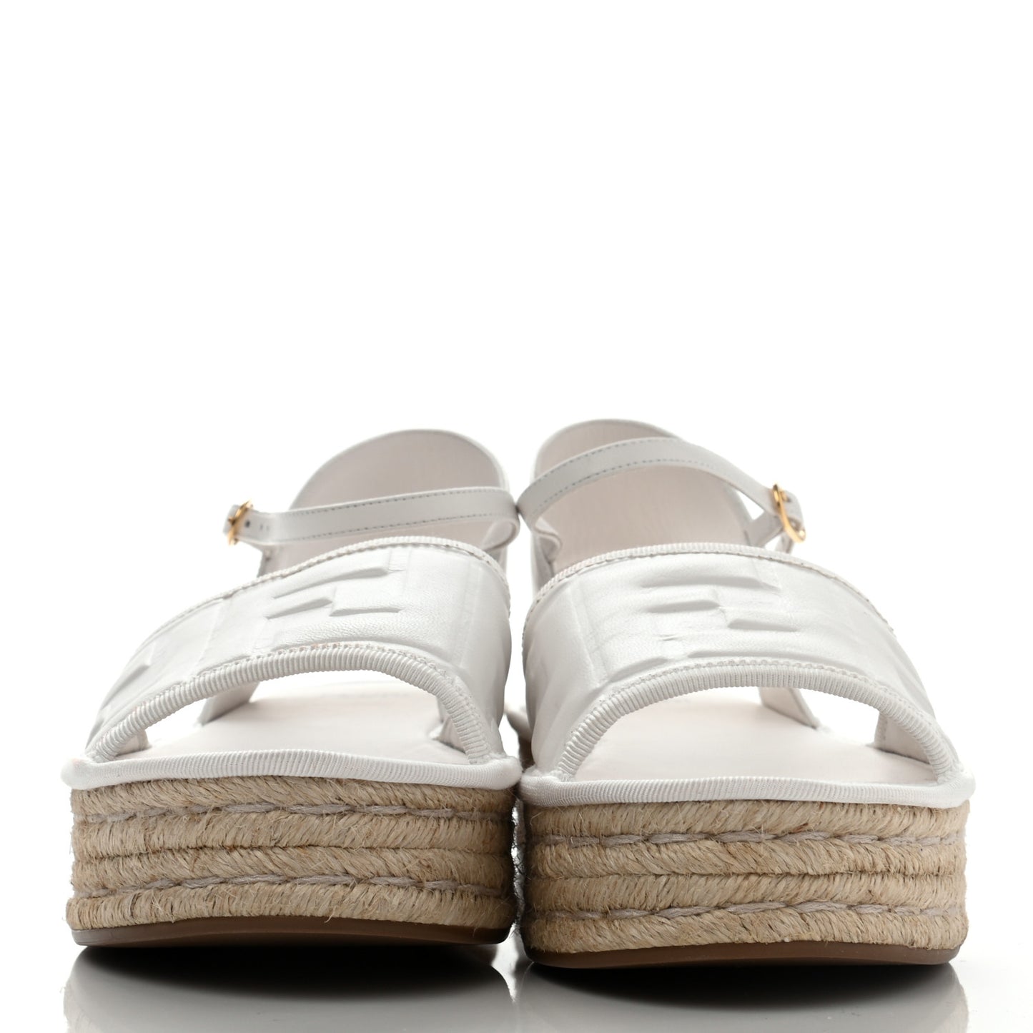 Nappa FF Embossed Espadrille Platform Sandals 36.5 Snow
