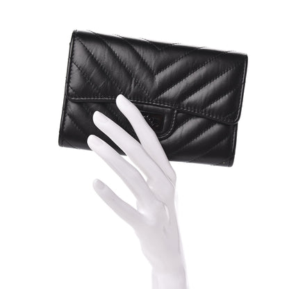 Chanel Aged Calfskin Chevron Quilted Reissue Medium Flap Wallet So Black 2 of 9