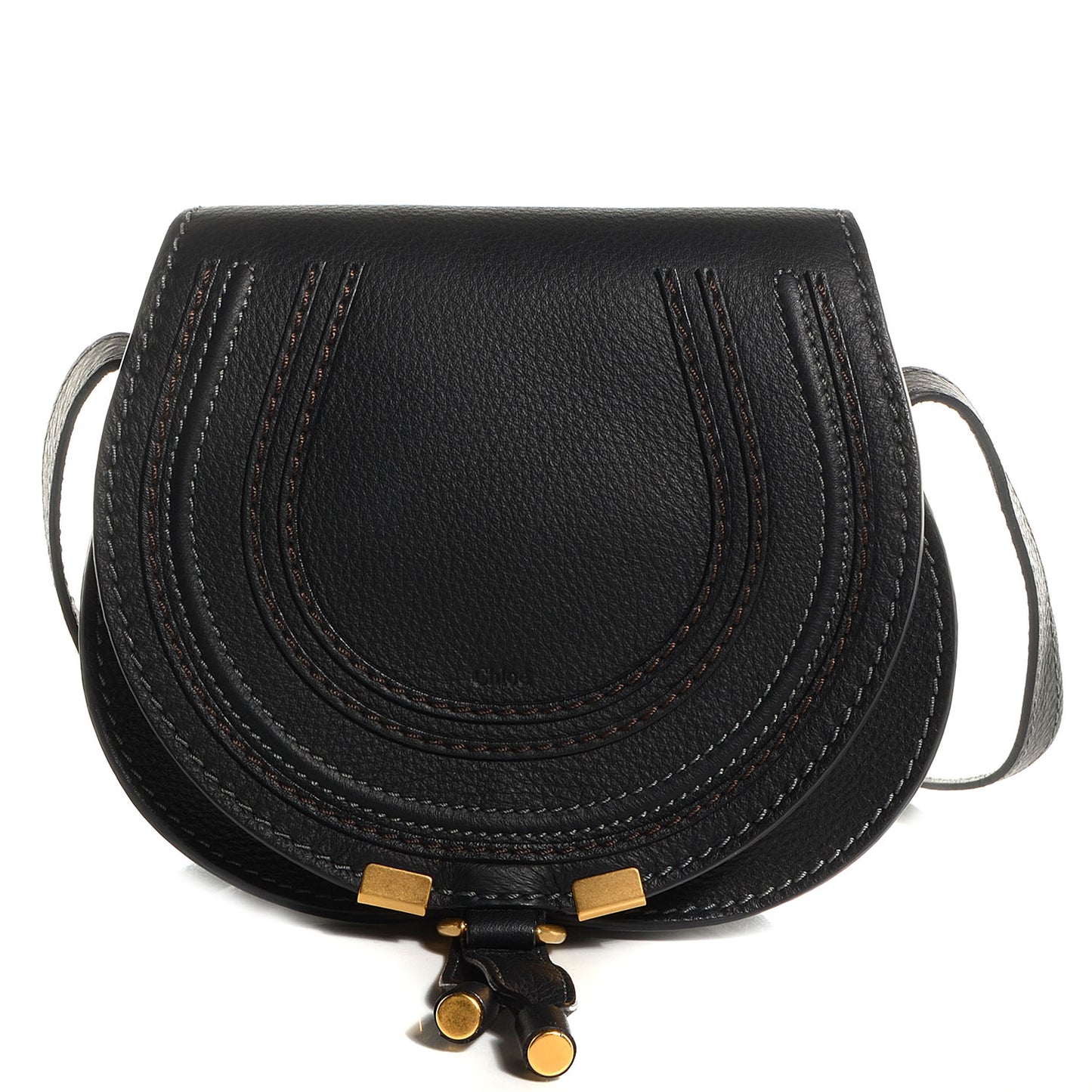 Calfskin Mini Marcie Round Crossbody Bag Black