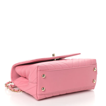 Chanel Caviar Chevron Quilted Mini Coco Handle Flap Pink 5 of 11