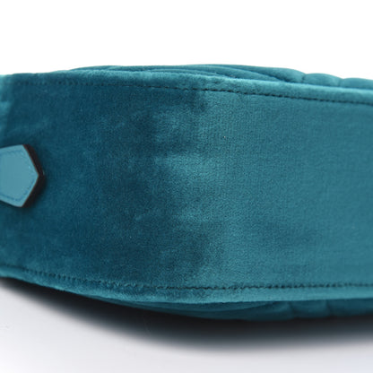 Gucci Velvet Matelasse Small GG Marmont Chain Shoulder Bag Pavone Cyan 8 of 10