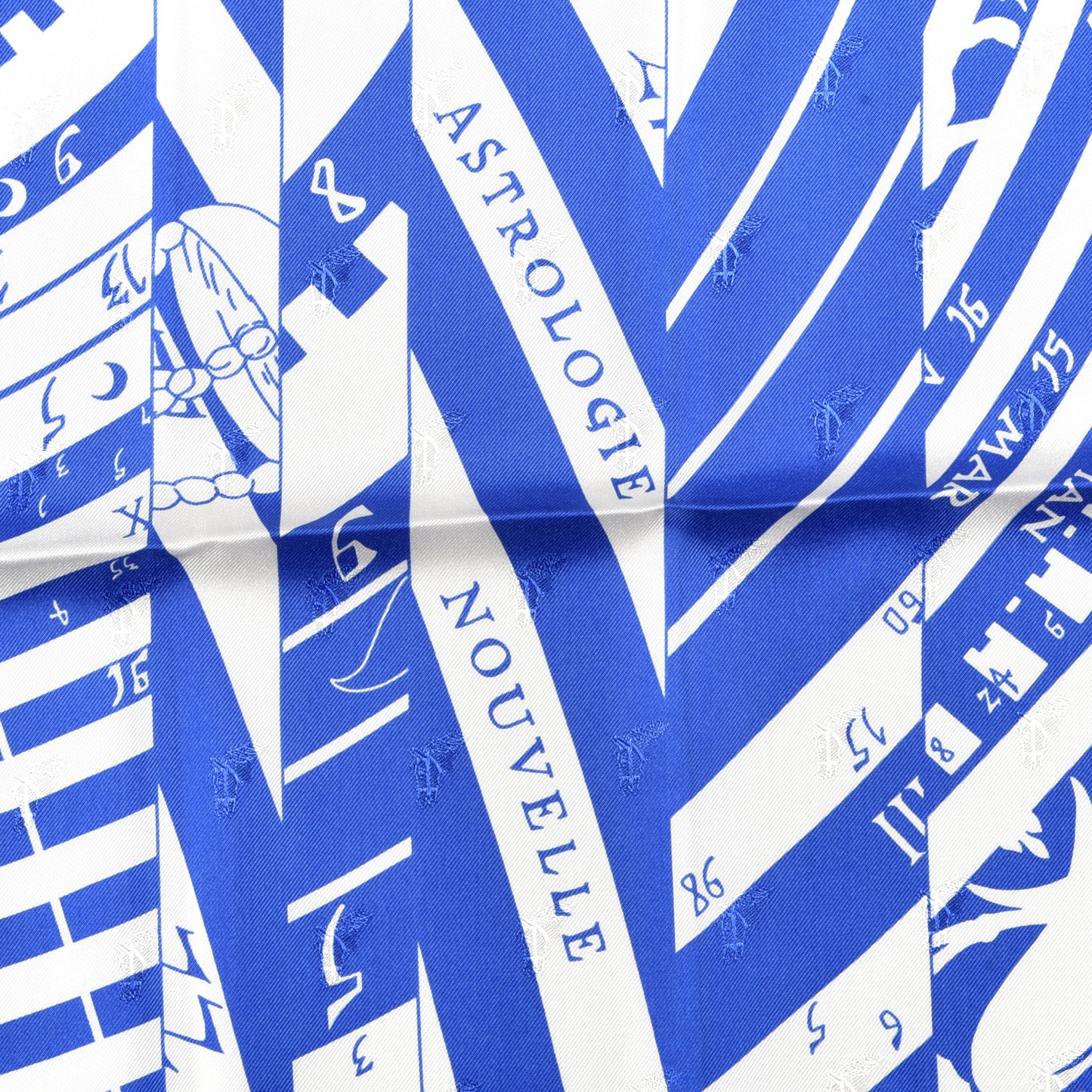 Silk Astrologie Nouvelle Scarf 90 Bleu Royal White