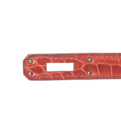 Hermes Shiny Porosus Crocodile Kelly Cut Pochette Sanguine 26 of 30