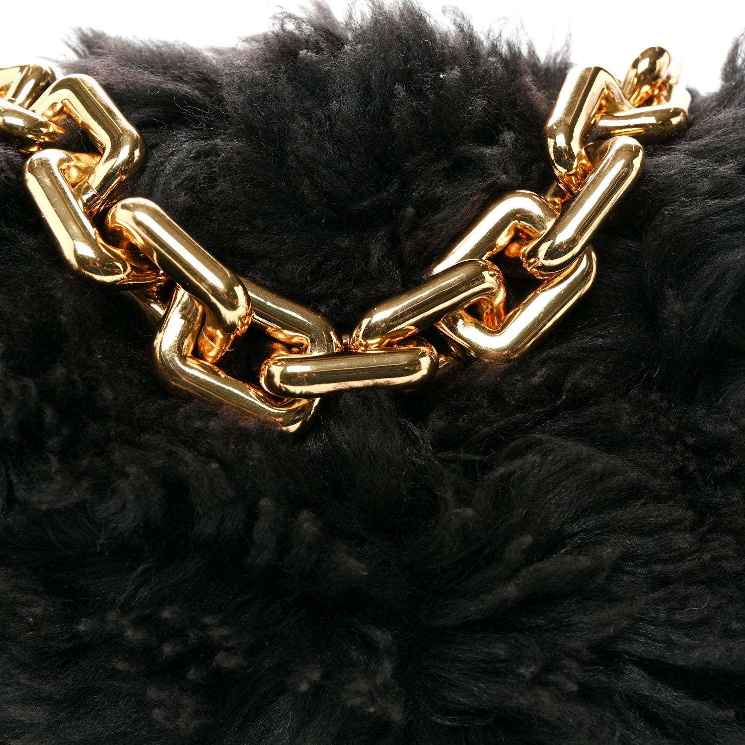 Bottega Veneta Shearling Lambskin The Pouch Chain Black 8 of 10