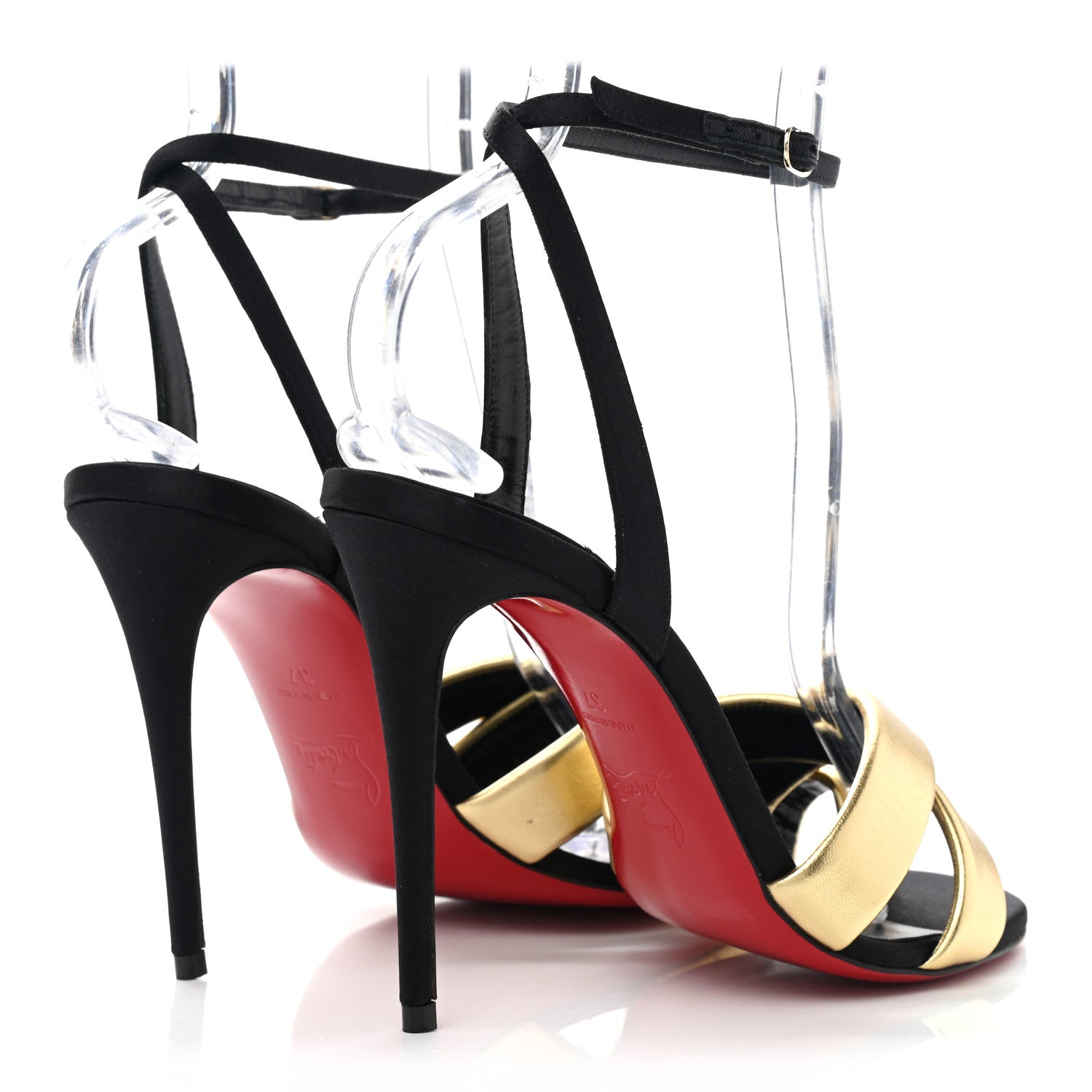 Christian Louboutin Metallic Nappa Laminato Just Me 100 Sandals 37 Black Gold 4 of 9