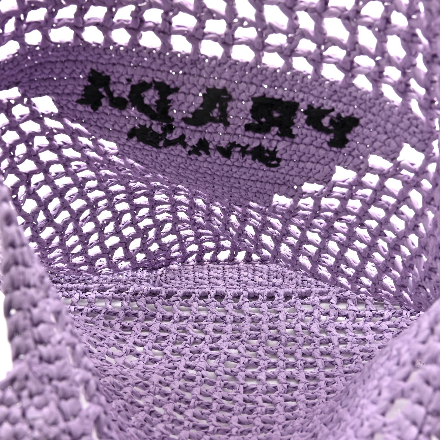 Prada Yarn Raffia Effect Crochet Logo Embroidered Tote Bag Lilium 6 of 10
