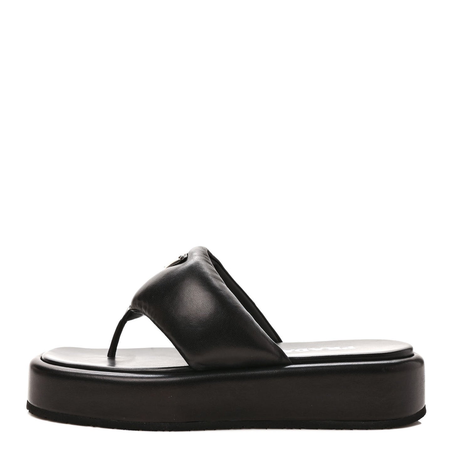Nappa Soft Padded Metal Triangle Logo 35mm Thong Sandals 40 Black