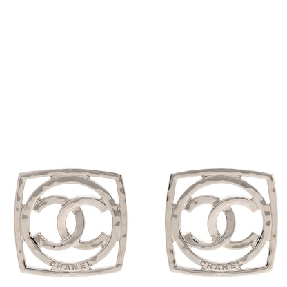 Chanel Metal Square CC Earrings Silver 1 of 5