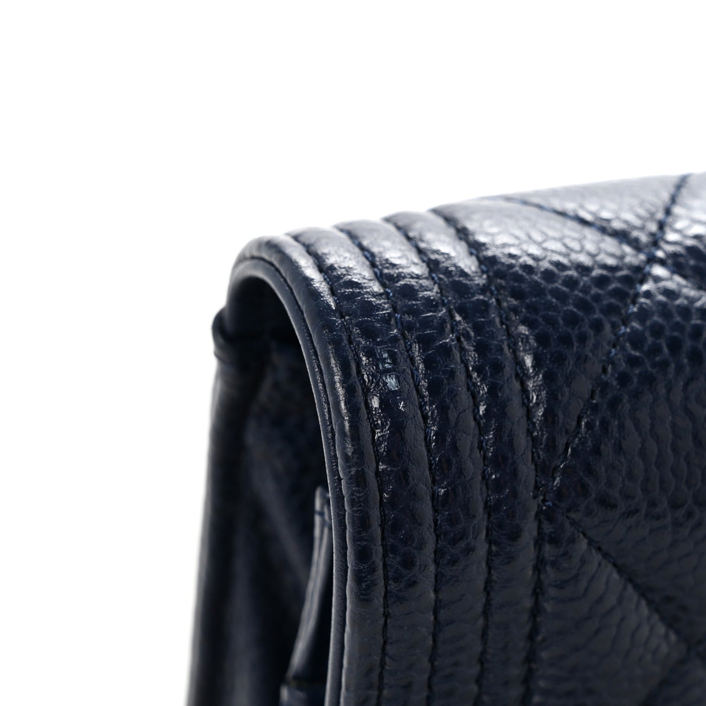 Caviar Quilted Boy Wallet On Chain WOC Navy