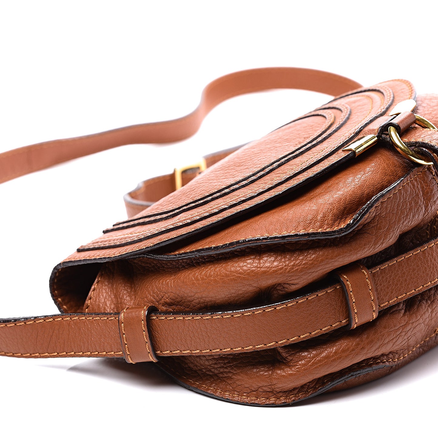 Calfskin Mini Marcie Round Crossbody Bag Tan