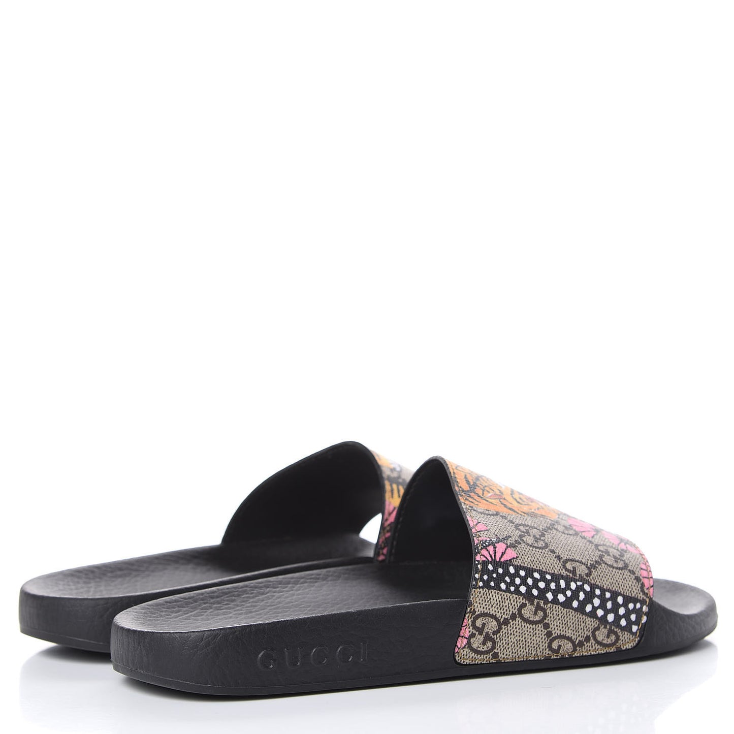 GG Supreme Monogram Bengal Slide Sandals 37 Beige Pink