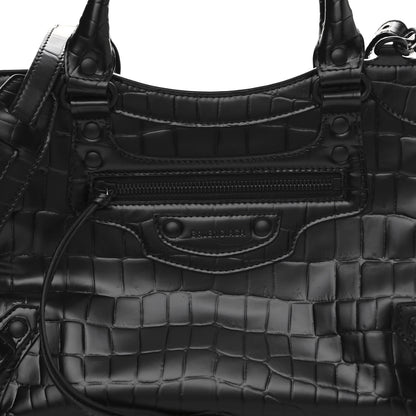 Balenciaga Semi Shiny Calfskin Crocodile Embossed Neo Classic Black Hardware S City Black 7 of 9