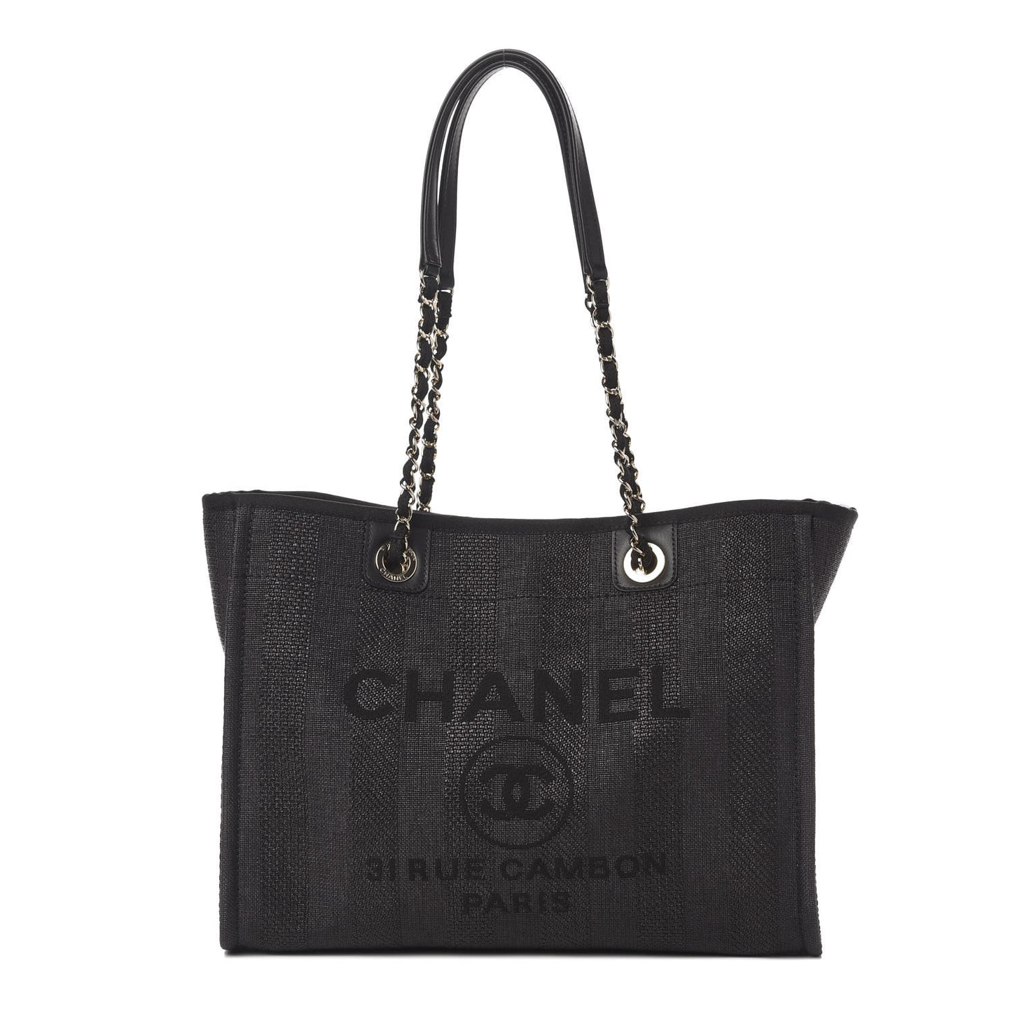 Mixed Fibers Striped Small Deauville Tote Black