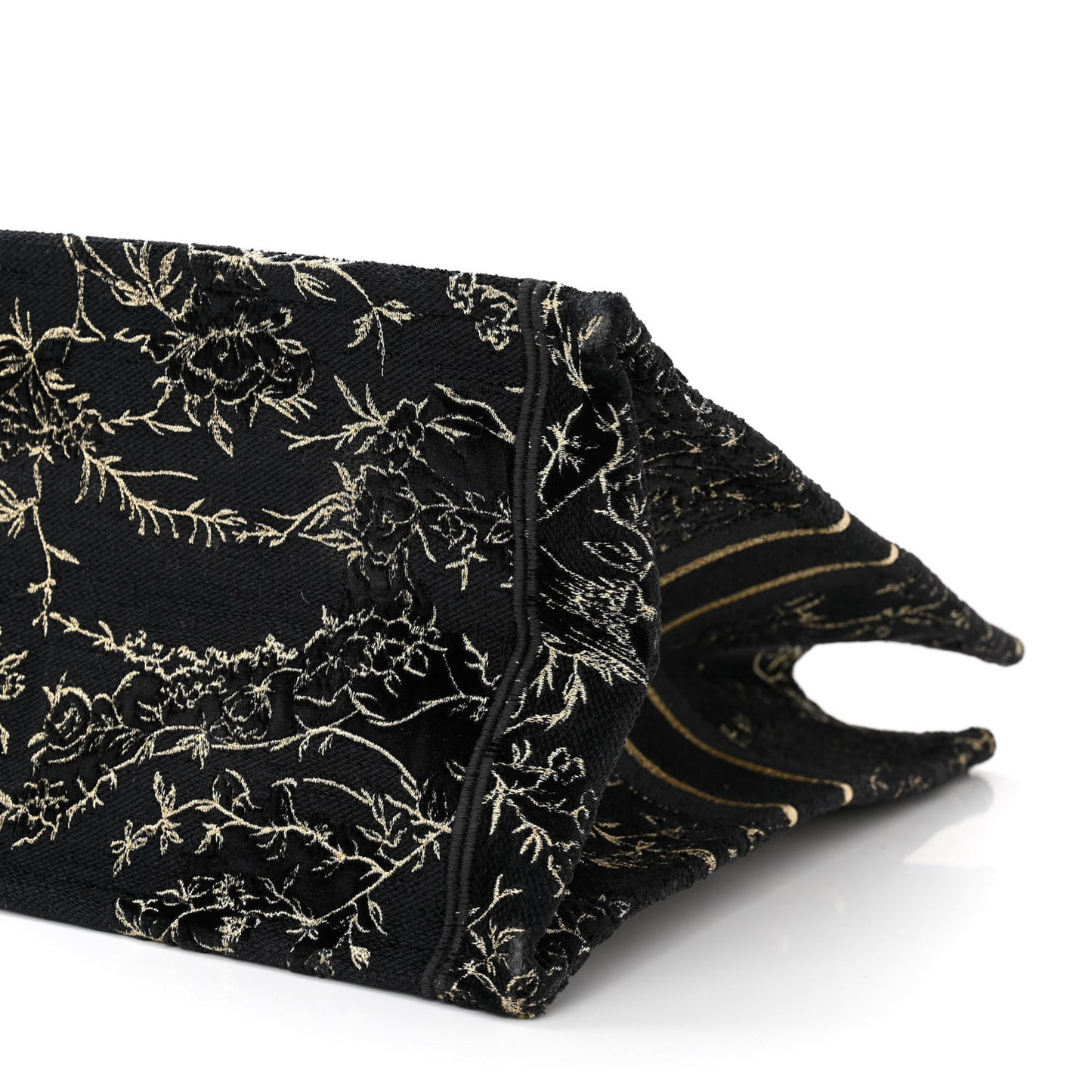 Velvet Jardin d'Hiver Embroidered Large Book Tote Black Gold