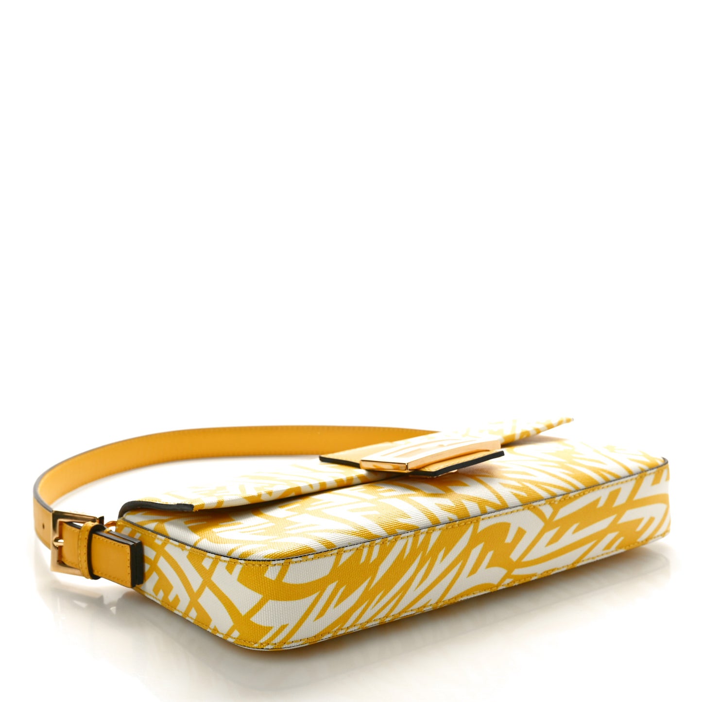 X SARAH COLEMAN Glazed Canvas Vitello King FF Vertigo Baguette 1997 Mimosa White