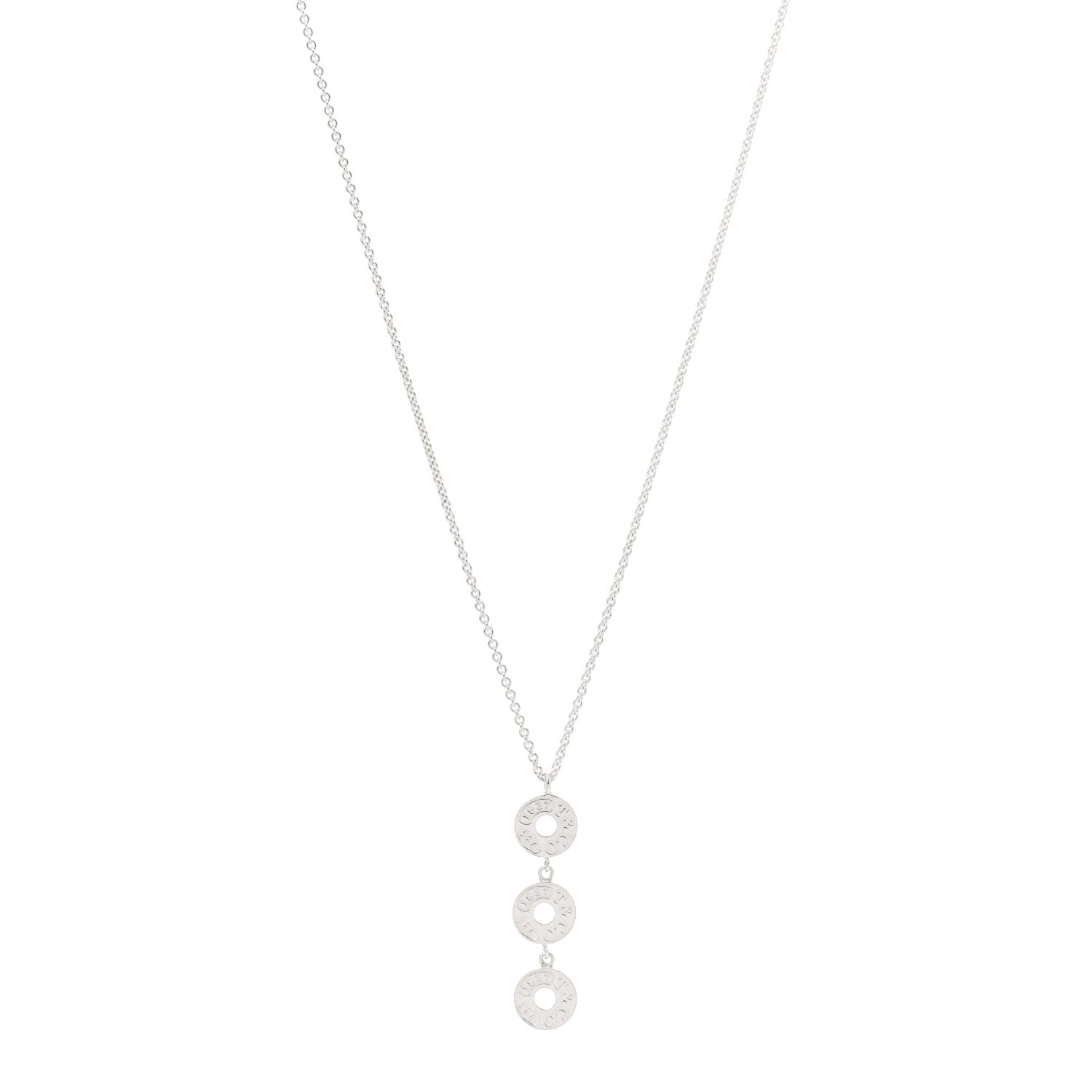 Tiffany Sterling Silver 1837 Triple Circle Drop Pendant Necklace 1 of 5