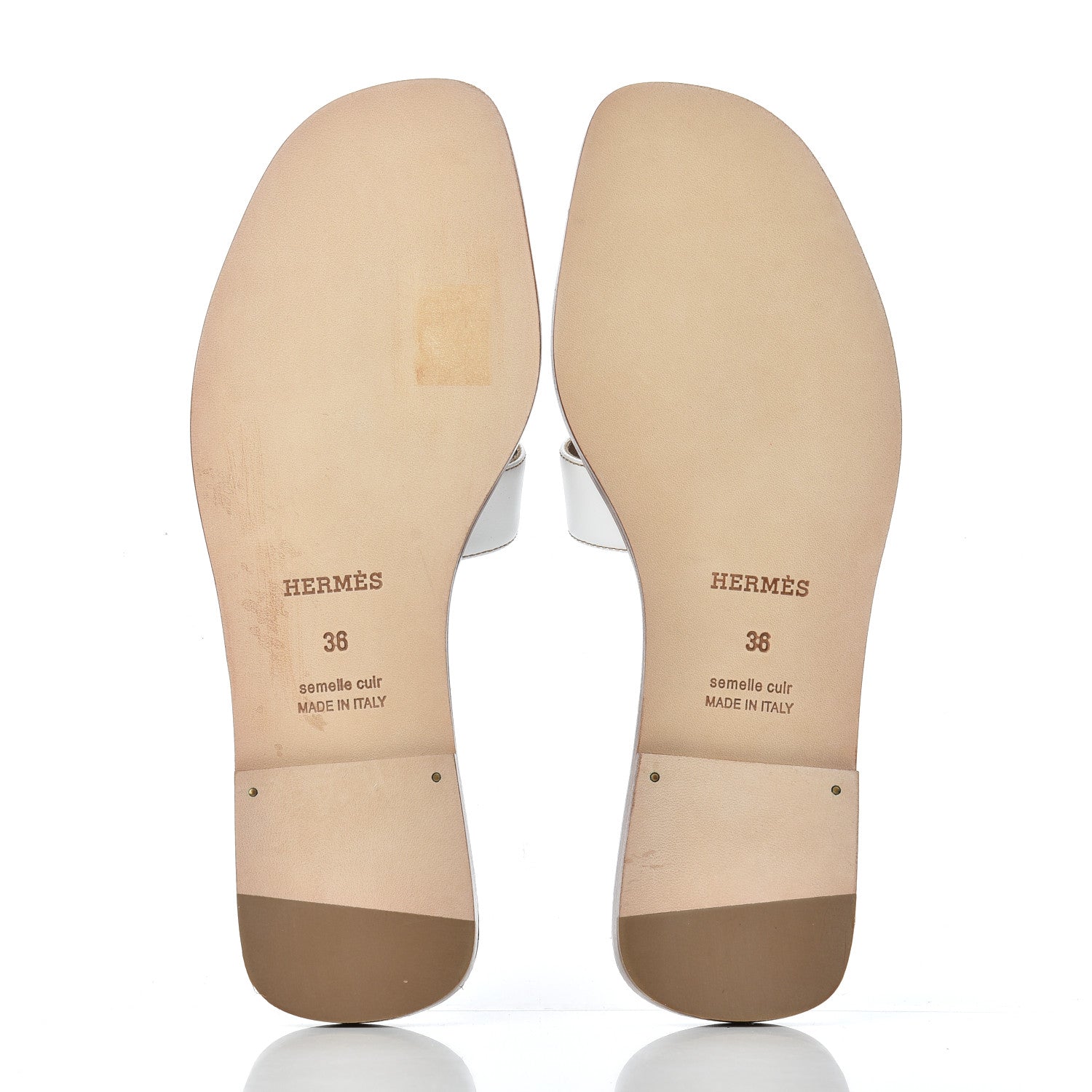 Hermes Box Calfskin Oran Sandals 36 White 5 of 9