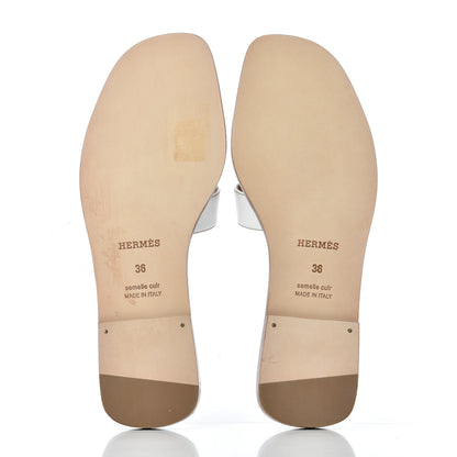 Hermes Box Calfskin Oran Sandals 36 White 5 of 9