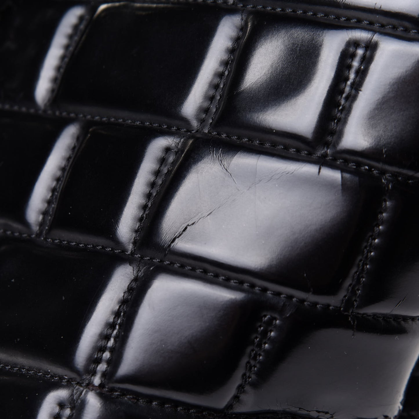Vinyl Quilted Frozen Shopping Tote Black