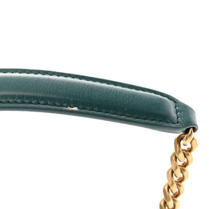 Saint Laurent Crushed Velvet Quilted Small Loulou Puffer Monogram Chain Satchel Emerald 12 of 12