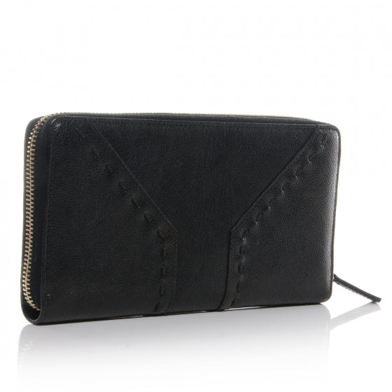 Leather Muse Zip Around Wallet Black
