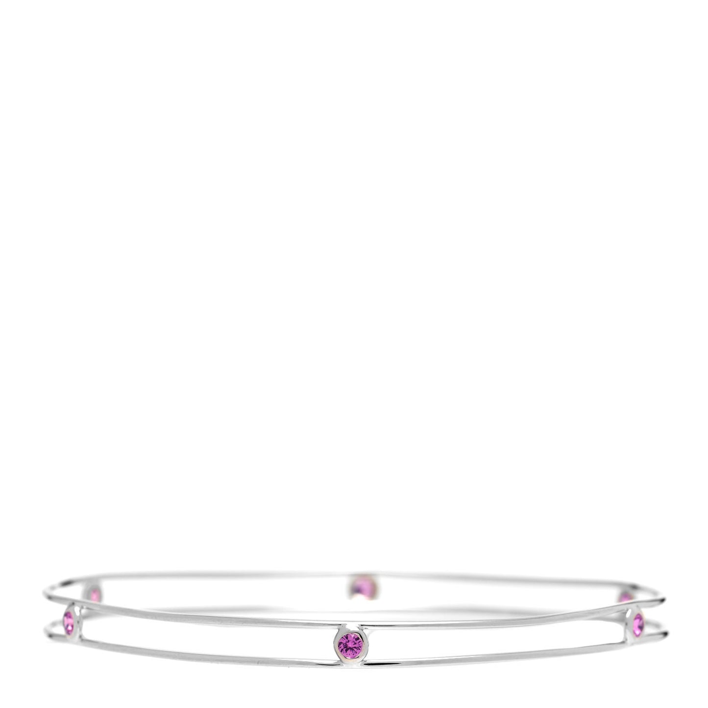 18K White Gold Pink Sapphire Elsa Peretti Sapphire By The Yard Bangle Bracelet