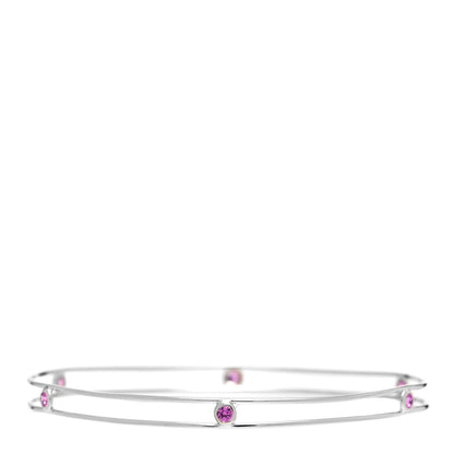 Tiffany 18K White Gold Pink Sapphire Elsa Peretti Sapphire By The Yard Bangle Bracelet 3 of 4