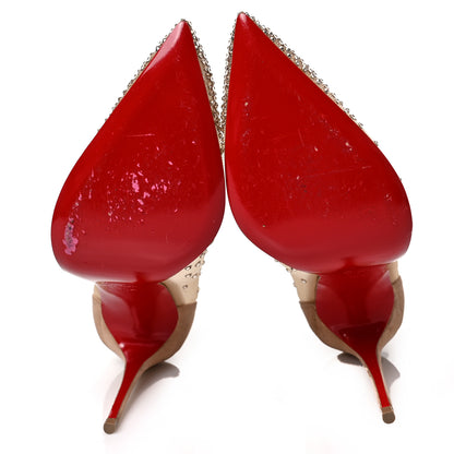 Christian Louboutin CHRISTIAN LOUBOUTIN Rete Glitter Mini Specchio Strass Follies 100 Pumps 40.5 Nude 5 of 7