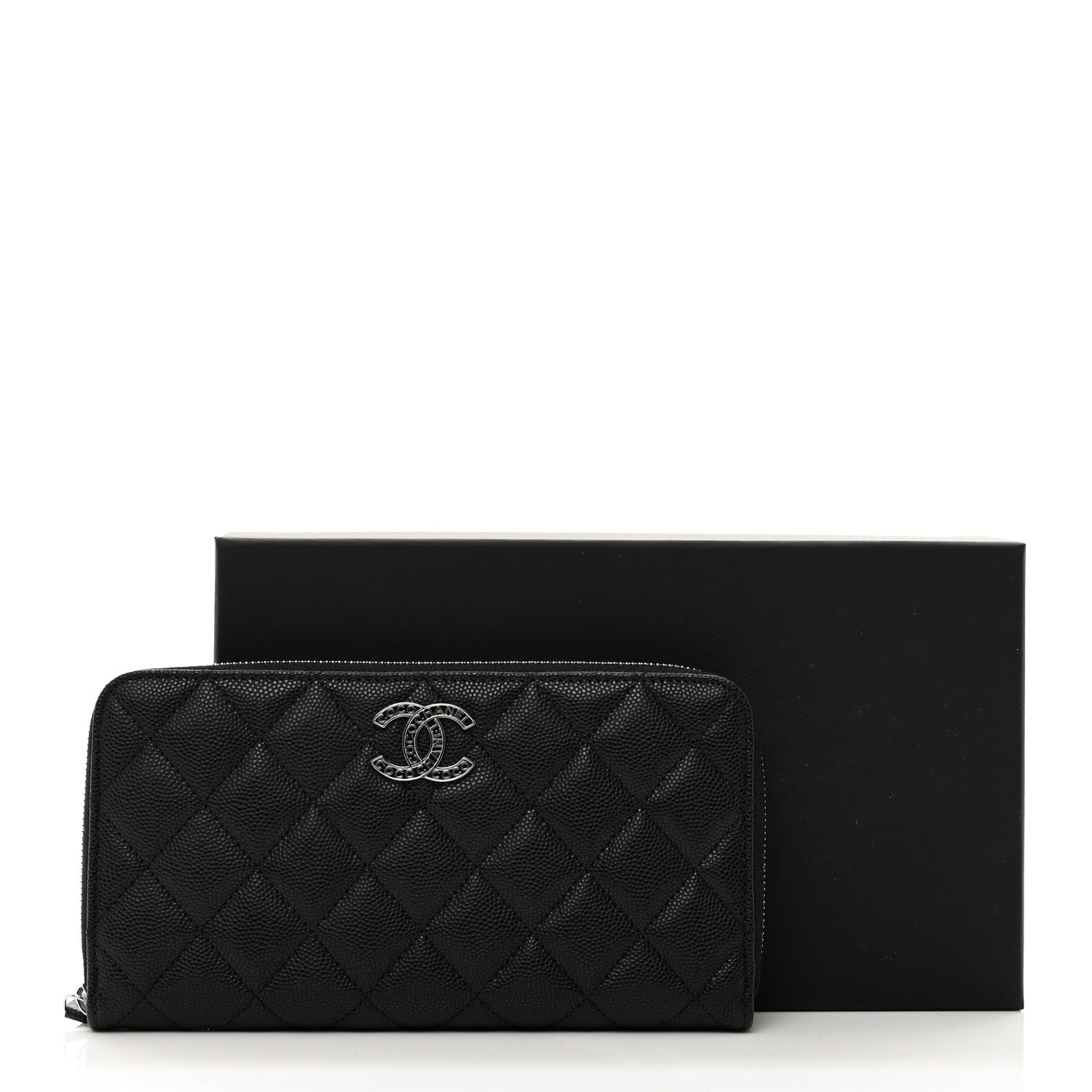 Chanel Caviar Quilted CC Logo Long Zipped Wallet Black 9 of 9