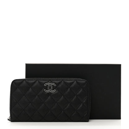 Chanel Caviar Quilted CC Logo Long Zipped Wallet Black 9 of 9