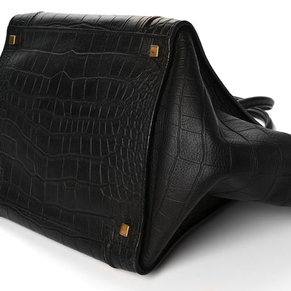 Celine Calfskin Crocodile Embossed Medium Phantom Luggage Black 11 of 11