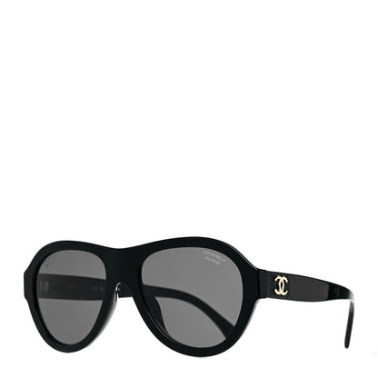 Chanel Acetate Strass Polarized Pilot Sunglasses 5467-B Black 1 of 6