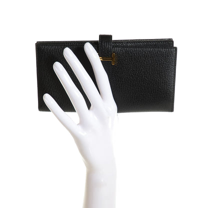 Hermes Chevre Mysore Bearn Gusset Wallet Black 2 of 11