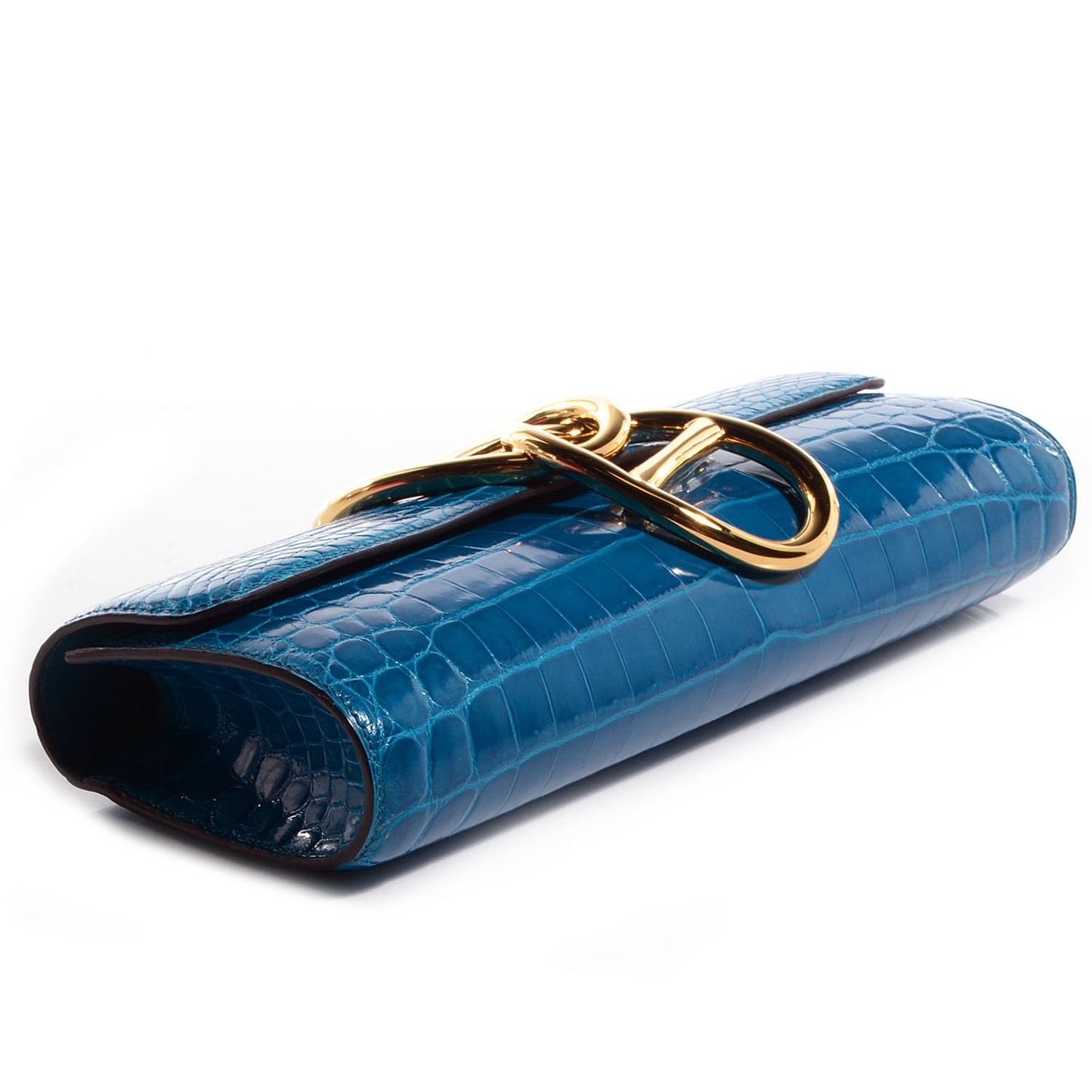 Shiny Niloticus Crocodile Egee Clutch Bleu Izmir