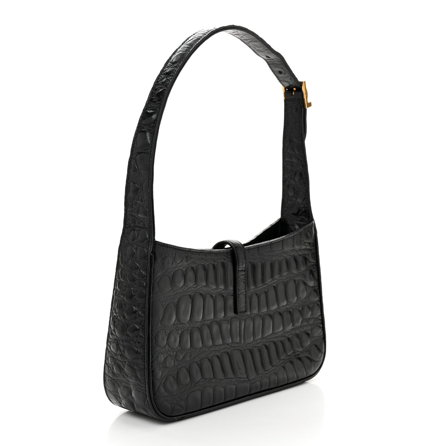 Calfskin Crocodile Embossed LE 5 A 7 Hobo Black
