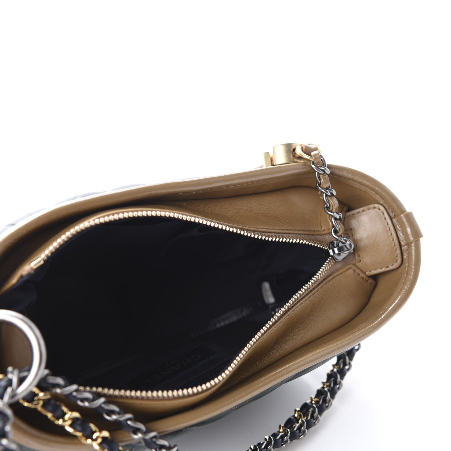 Chanel Aged Calfskin Chevron Quilted Small Gabrielle Hobo Green Black 4 of 9