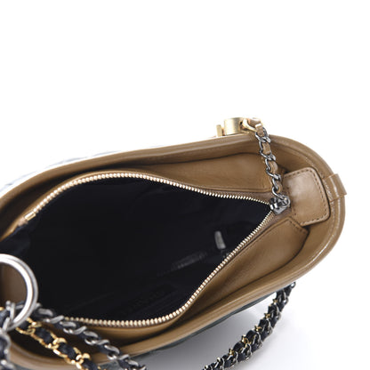 Chanel Aged Calfskin Chevron Quilted Small Gabrielle Hobo Green Black 4 of 9