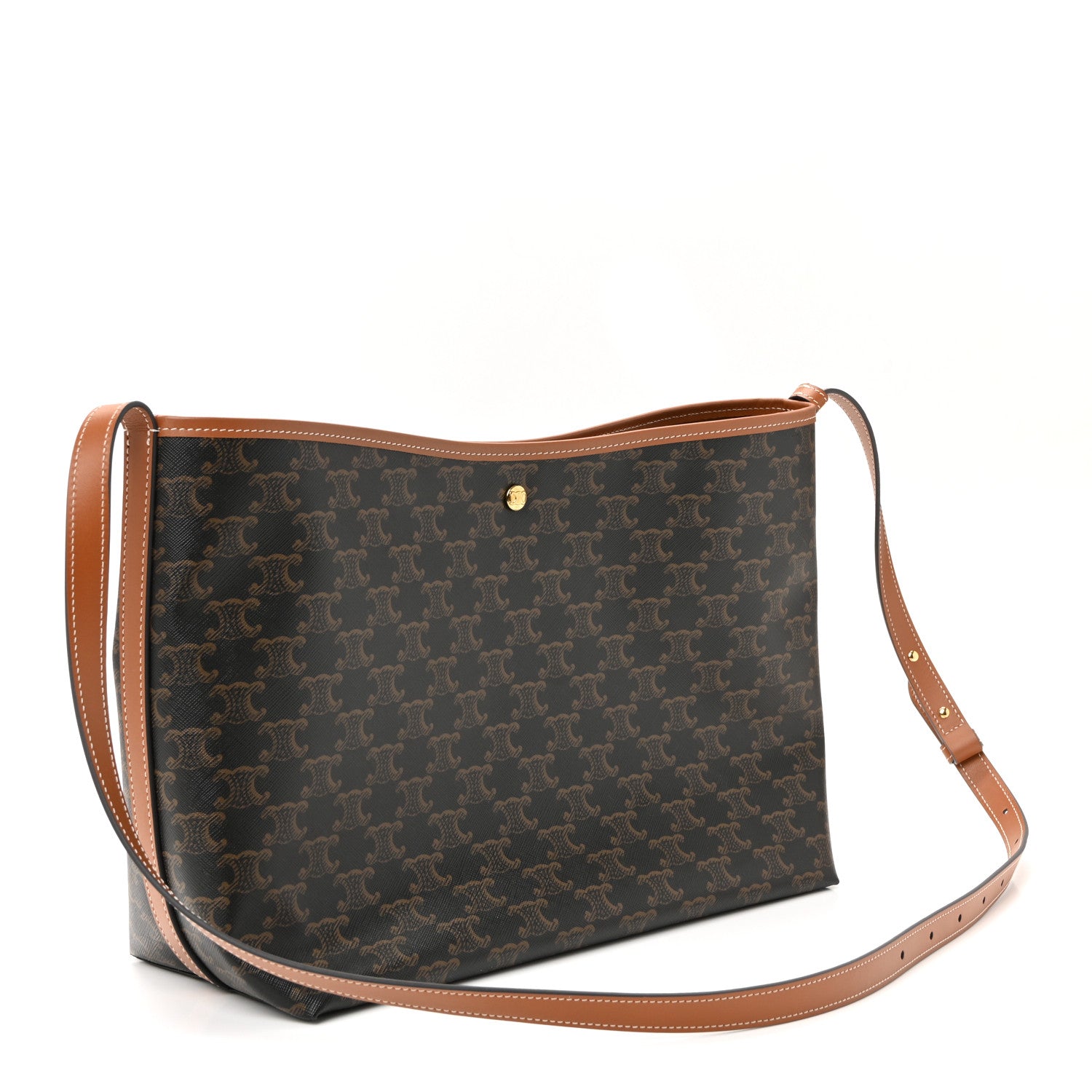 Celine Triomphe Canvas Calfskin Shopper Tote Tan 4 of 10