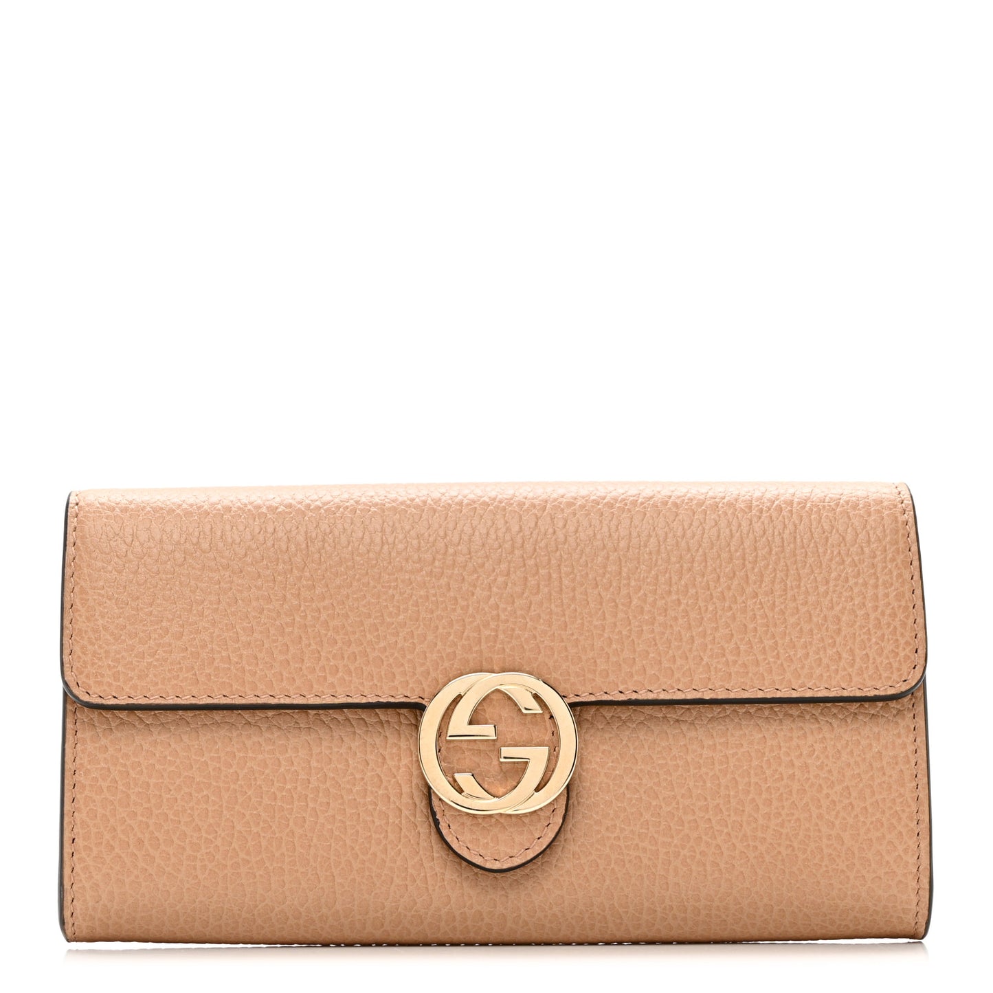 Dollar Calfskin Interlocking G Continental Wallet Camelia