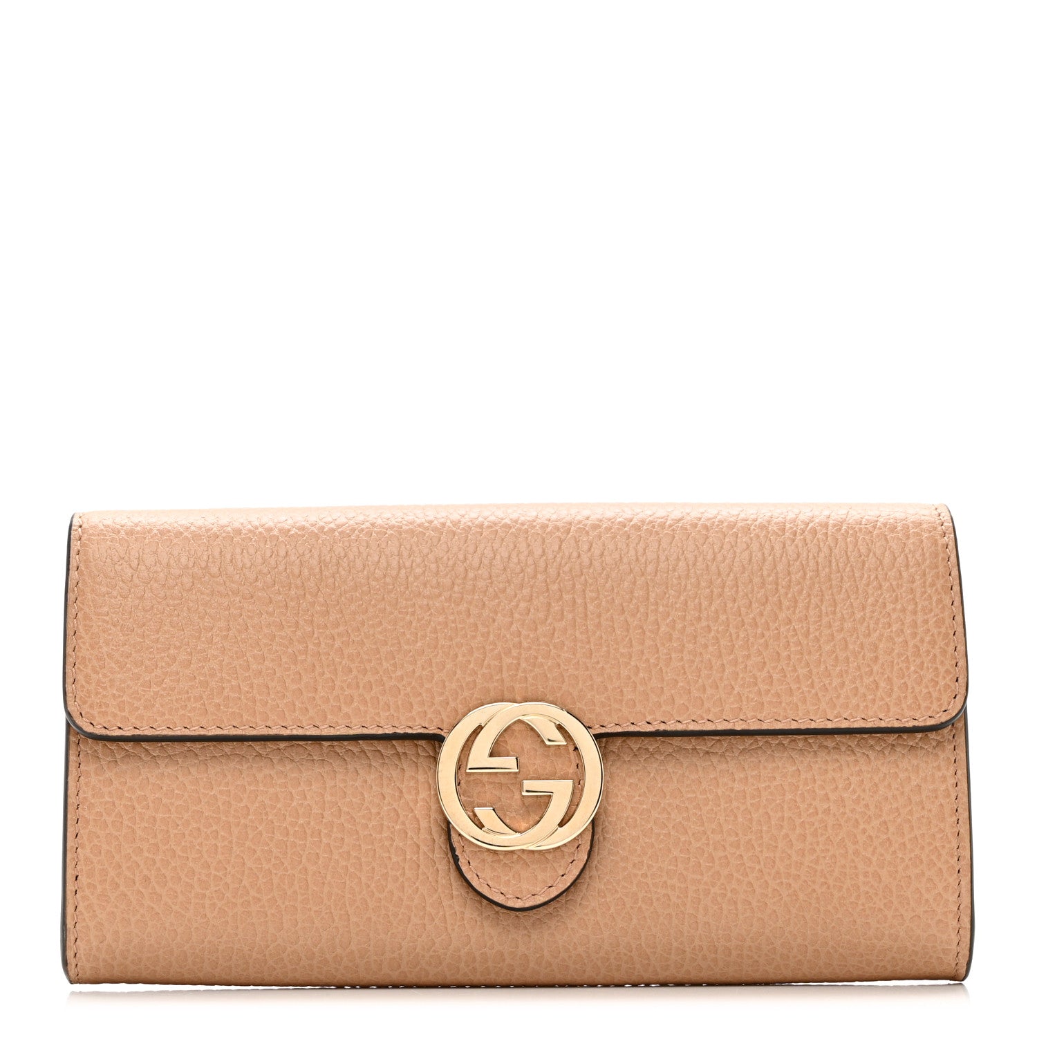Gucci Dollar Calfskin Interlocking G Continental Wallet Camelia 1 of 7