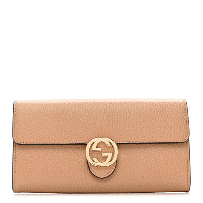 Gucci Dollar Calfskin Interlocking G Continental Wallet Camelia 1 of 7