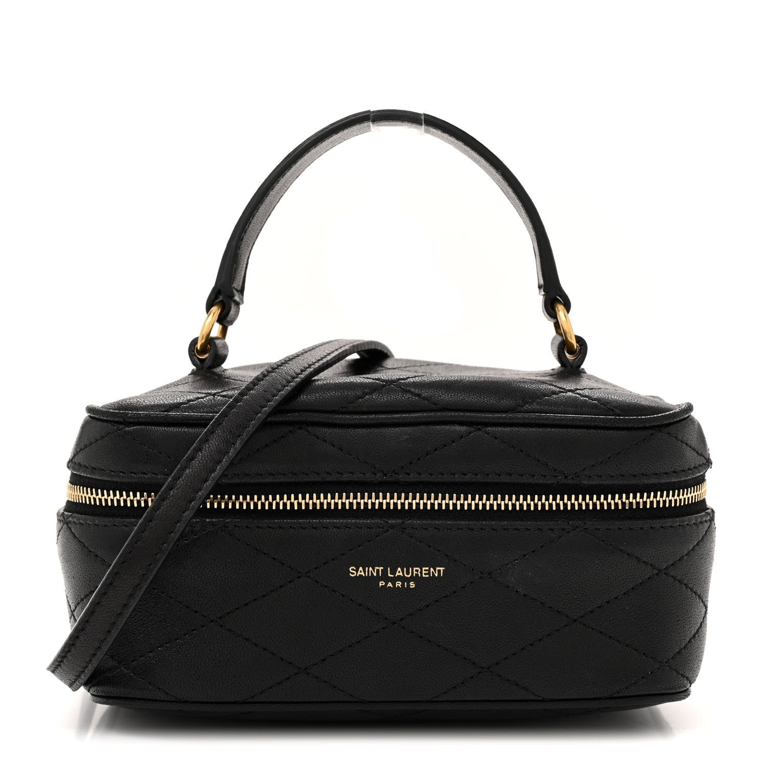 Saint Laurent Lambskin Quilted Vanity Bag Top Handle Black 1 of 11