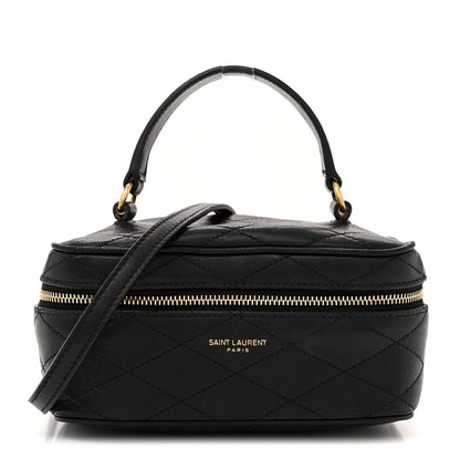 Saint Laurent Lambskin Quilted Vanity Bag Top Handle Black 1 of 11