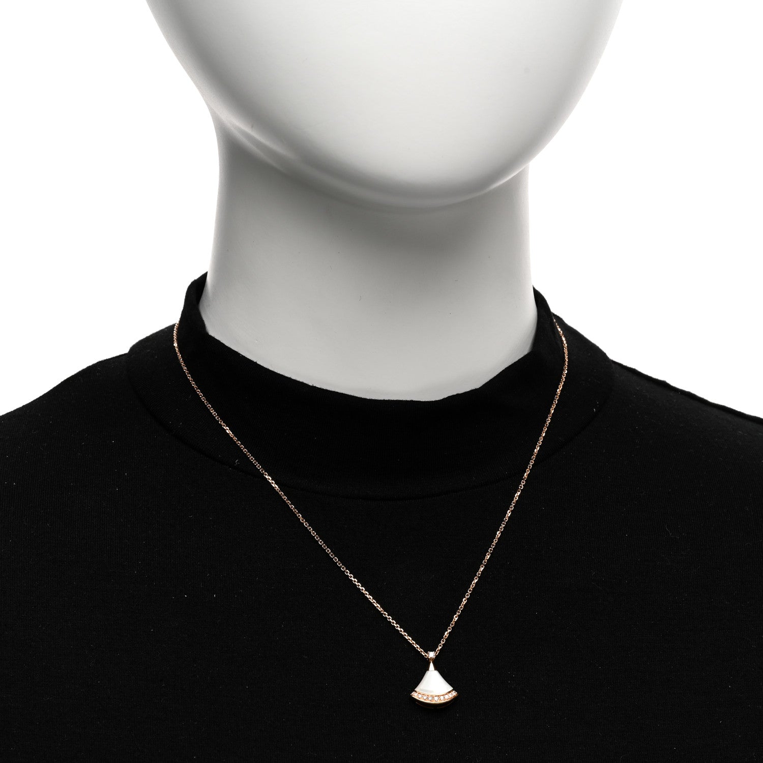Bulgari 18K Rose Gold Diamond Mother of Pearl Divas' Dream Pave Pendant Necklace 2 of 5